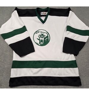 Bakka Hockey Jersey White Black Green Bear Graphic Number 12 Mens Large